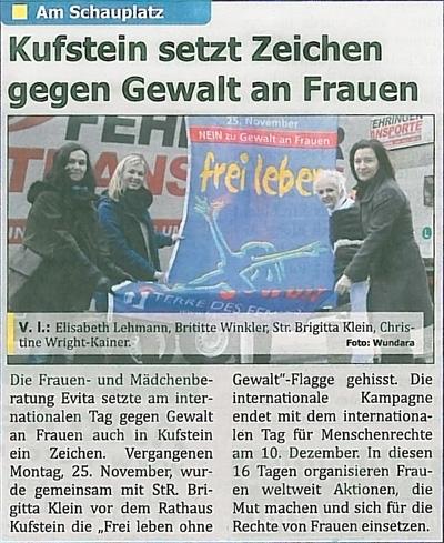 Kufstein setzt Zeichen gegen Gewalt an Frauen
